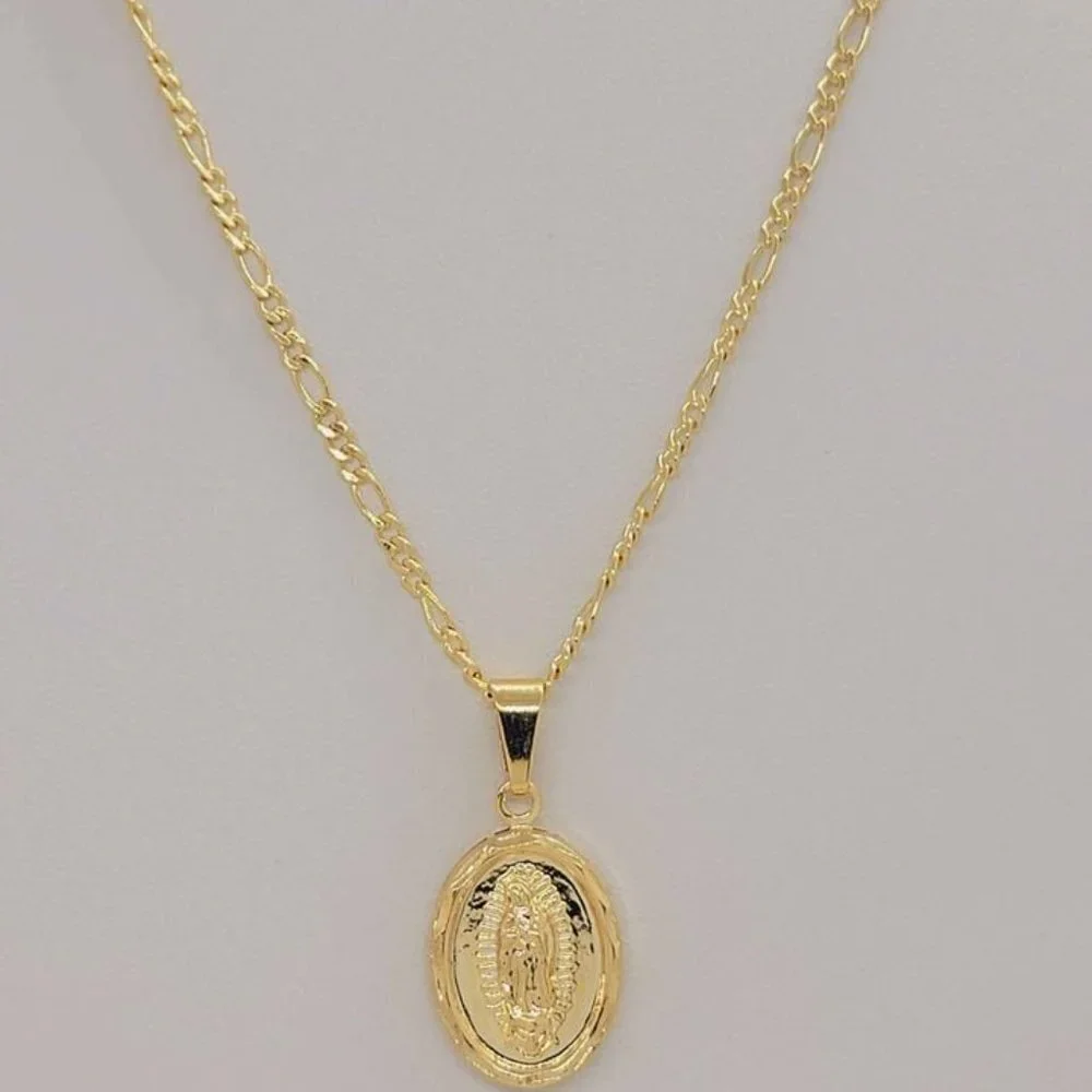 Brand New Brazilian 18k Gold Filled Virgen de Guadalupe Necklace - Picture 4 of 5
